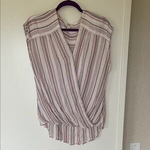 Max Studio Pink and White Striped Blouse